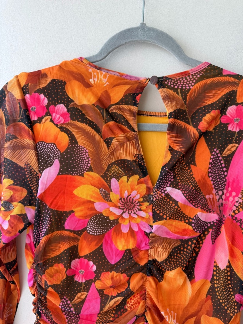 Farm Rio NWT Ruched Floral Midi Dress - Picture 6 of 7
